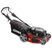 Side view of the Cobra MX484SPCE lawnmower highlighting the steel deck and closed side discharge flap