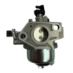 Reverse view of the TP690 flail mower carburettor highlighting the throttle linkages and mounting points.