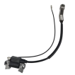 Reverse view of the TP690 flail mower ignition coil highlighting the mounting points and high-tension lead.