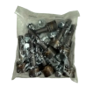 The complete set of 8 replacement cutting teeth and fixing hardware for the Titan Pro TPSGP15ES stump grinder, securely packaged inside their clear shipping bag ready for delivery.