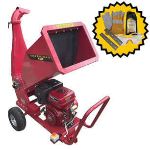 Titan Pro 100mm Large Petrol Wood Chipper 15HP Electric Start