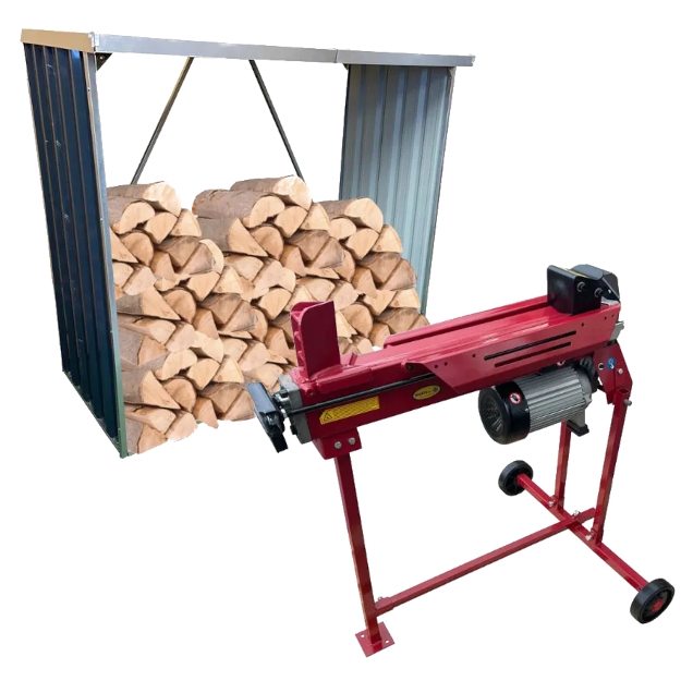 Logsplitter 7 Ton and Stand and 6x2 Metal Log Store