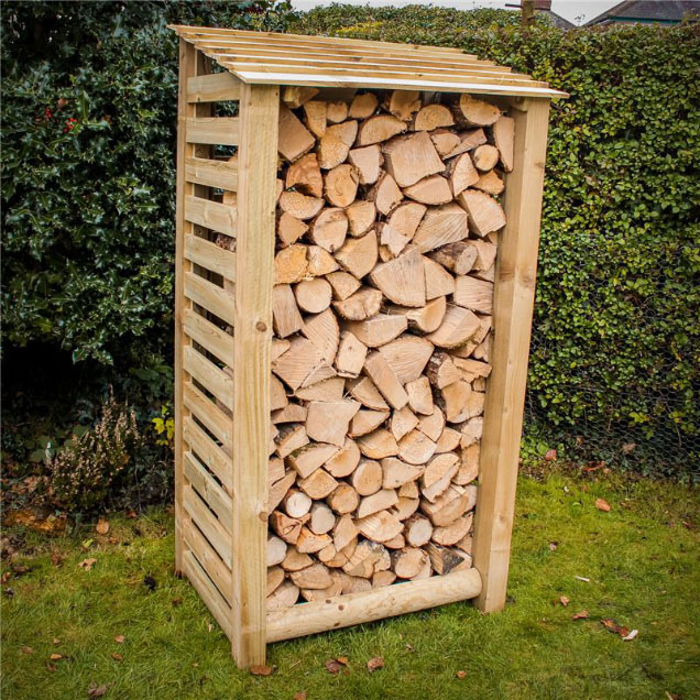 Log Store - Wooden Log Storage - Tall Slatted Log Store
